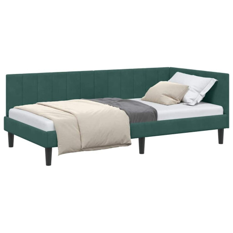 vidaXL Hoekbedframe met hoofdeinde Donkergroen 100 cm x 200 cm Fluweel afbeelding3 - 1