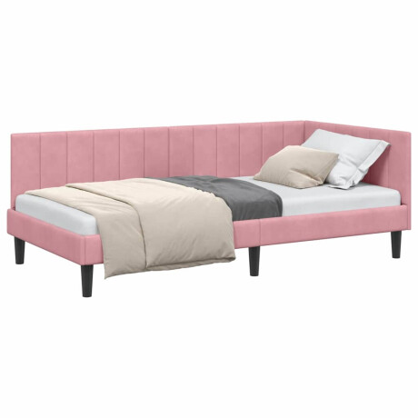 vidaXL Hoekbedframe met hoofdeinde Roze 100 cm x 200 cm Fluweel afbeelding3 - 1