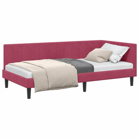 vidaXL Hoekbedframe met hoofdeinde Wijnrood 100 cm x 200 cm Fluweel afbeelding3 - 1