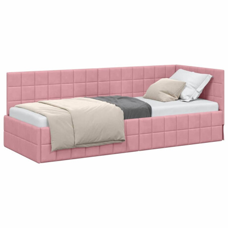 vidaXL Hoekbedframe met hoofdeinde Roze 80 cm x 200 cm Fluweel afbeelding3 - 1