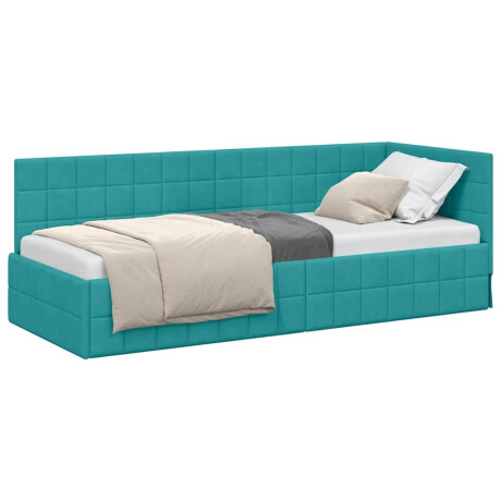 vidaXL Hoekbedframe met hoofdeinde Turquoise 80 x 200 cm Fluweel afbeelding3 - 1