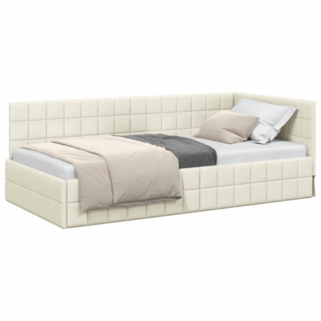 vidaXL Hoekbedframe met hoofdeinde Crème 90 x 190 cm Fluweel afbeelding3 - 1