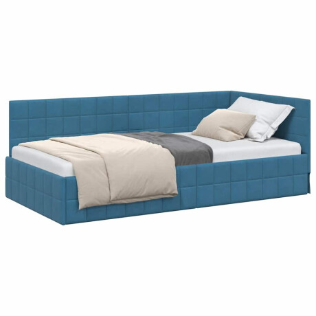 vidaXL Hoekbedframe met hoofdeinde Blauw 90 x 200 cm Fluweel afbeelding3 - 1