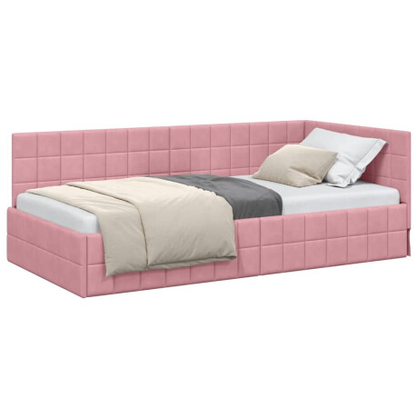 vidaXL Hoekbedframe met hoofdeinde Roze 90 x 200 cm Fluweel afbeelding3 - 1