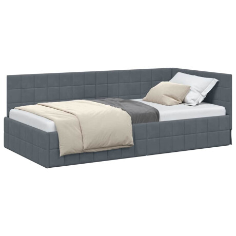vidaXL Hoekbedframe met hoofdeinde Donkergrijs 100 x 200 cm Fluweel afbeelding3 - 1