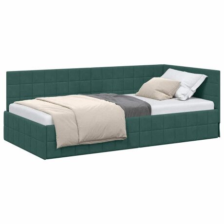 vidaXL Hoekbedframe met hoofdeinde Donkergroen 100 cm x 200 cm Fluweel afbeelding3 - 1