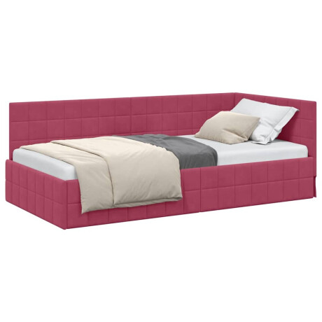 vidaXL Hoekbedframe met hoofdeinde Wijnrood 100 cm x 200 cm Fluweel afbeelding3 - 1