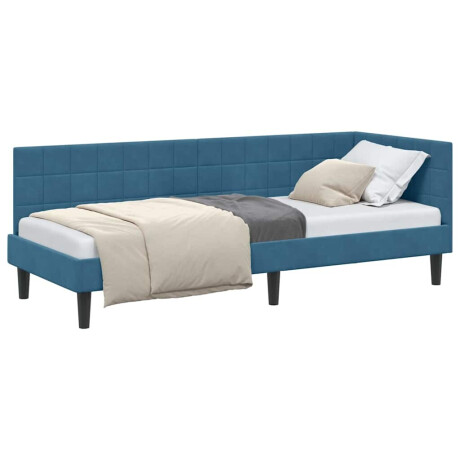 vidaXL Hoekbedframe met hoofdeinde Blauw 80 cm x 200 cm Fluweel afbeelding3 - 1
