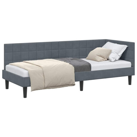vidaXL Hoekbedframe met hoofdeinde Donkergrijs 80 cm x 200 cm Fluweel afbeelding3 - 1