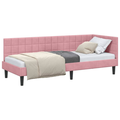 vidaXL Hoekbedframe met hoofdeinde Roze 80 x 200 cm Fluweel afbeelding3 - 1