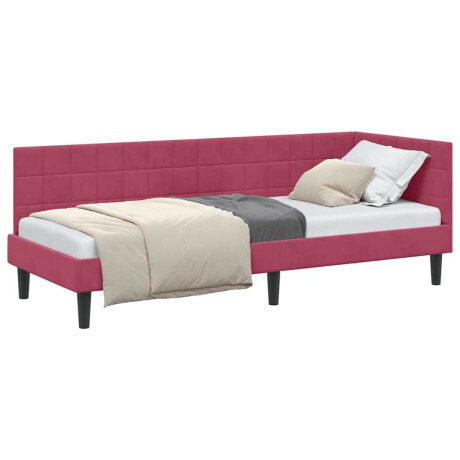 vidaXL Hoekbedframe met hoofdeinde Wijnrood 80 cm x 200 cm Fluweel afbeelding3 - 1