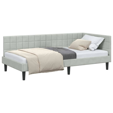 vidaXL Hoekbedframe met hoofdeinde Lichtgrijs 90 x 190 cm Fluweel afbeelding3 - 1