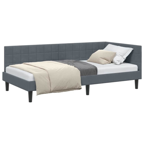 vidaXL Hoekbedframe met hoofdeinde Donkergrijs 90 cm x 190 cm Fluweel afbeelding3 - 1