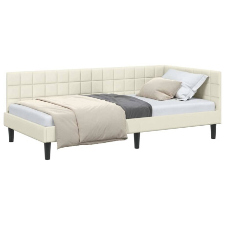vidaXL Hoekbedframe met hoofdeinde Crème 90 cm x 190 cm Fluweel afbeelding3 - 1