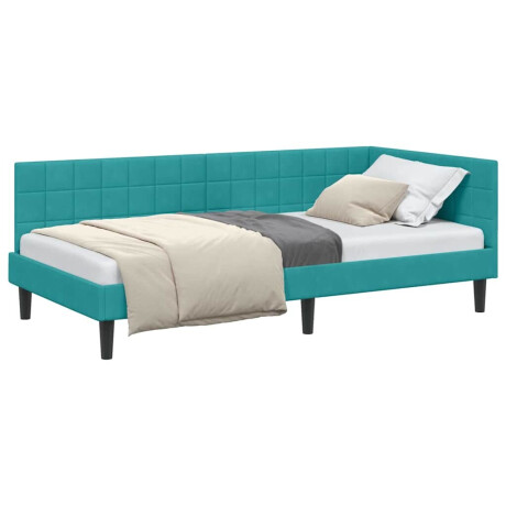 vidaXL Hoekbedframe met hoofdeinde Turquoise 90 x 190 cm Fluweel afbeelding3 - 1