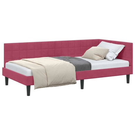 vidaXL Hoekbedframe met hoofdeinde Wijnrood 90 x 200 cm Fluweel afbeelding3 - 1