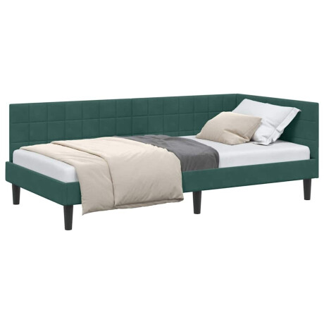vidaXL Hoekbedframe met hoofdeinde Donkergroen 100 cm x 200 cm Fluweel afbeelding3 - 1