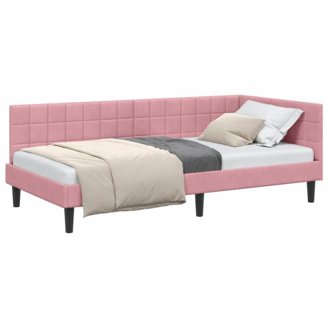 vidaXL Hoekbedframe met hoofdeinde Roze 100 cm x 200 cm Fluweel afbeelding3 - 1