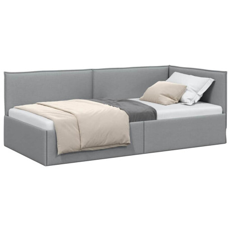 vidaXL Hoekbedframe met hoofdeinde Lichtgrijs 80 x 200 cm Stof afbeelding3 - 1