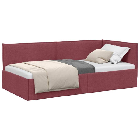 vidaXL Hoekbedframe met hoofdeinde Wijnrood 90 x 200 cm Stof afbeelding3 - 1