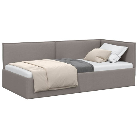 vidaXL Hoekbedframe met hoofdeinde Taupe 90 x 200 cm Stof afbeelding3 - 1