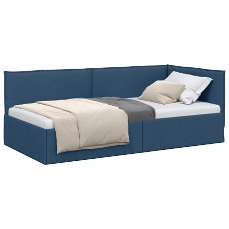 vidaXL Hoekbedframe met hoofdeinde Blauw 90 x 200 cm Stof afbeelding3 - 1