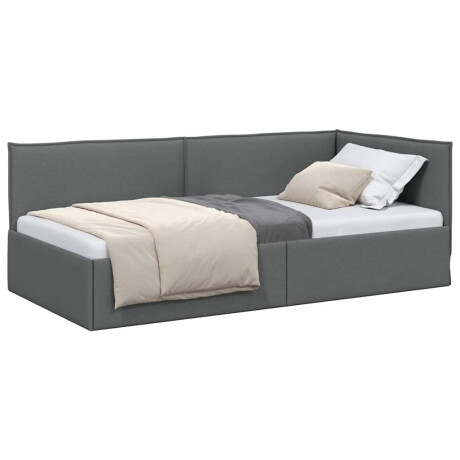 vidaXL Hoekbedframe met hoofdeinde Donkergrijs 100 x 200 cm Stof afbeelding3 - 1