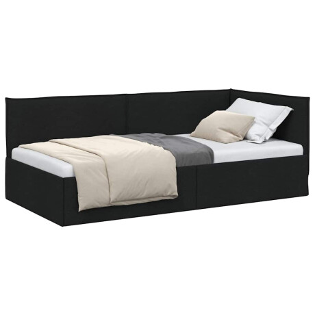 vidaXL Hoekbedframe met hoofdeinde Zwart 100 x 200 cm Stof afbeelding3 - 1