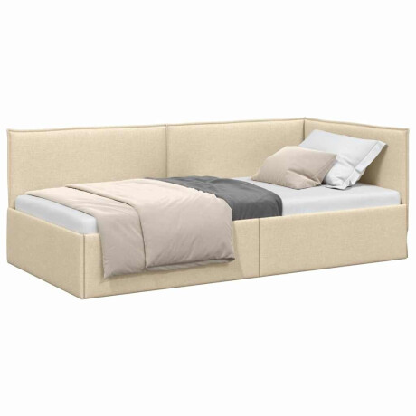 vidaXL Hoekbedframe met hoofdeinde Crème 100 x 200 cm Stof afbeelding3 - 1