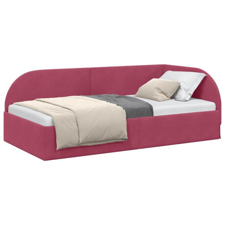 vidaXL Hoekbedframe met hoofdeinde Wijnrood 80 cm x 200 cm Fluweel afbeelding3 - 1
