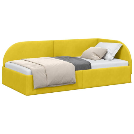 vidaXL Hoekbedframe met hoofdeinde Geel 80 cm x 200 cm Fluweel afbeelding3 - 1