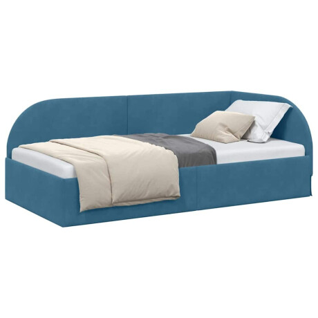 vidaXL Hoekbedframe met hoofdeinde Blauw 90 x 200 cm Fluweel afbeelding3 - 1