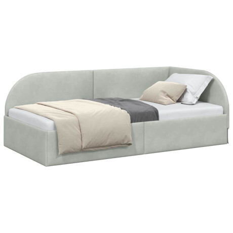 vidaXL Hoekbedframe met hoofdeinde Lichtgrijs 90 cm x 200 cm Fluweel afbeelding3 - 1