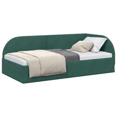 vidaXL Hoekbedframe met hoofdeinde Donkergroen 90 cm x 200 cm Fluweel afbeelding3 - 1