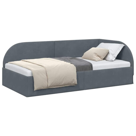 vidaXL Hoekbedframe met hoofdeinde Donkergrijs 100 cm x 200 cm Fluweel afbeelding3 - 1