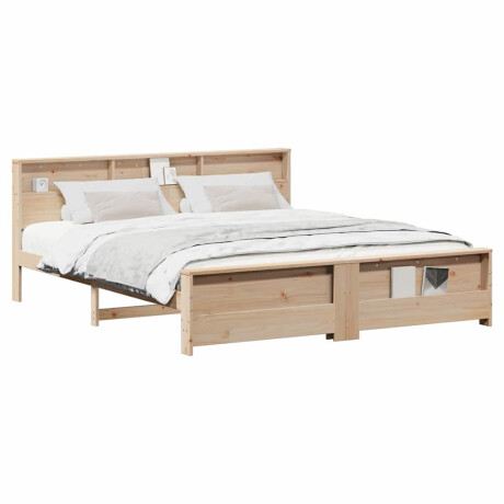 vidaXL Bedframe met hoofdeinde Bruin 200 x 200 cm Massief grenenhout afbeelding3 - 1
