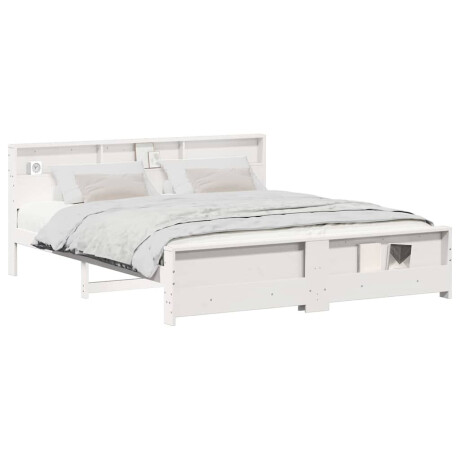 vidaXL Bedframe met hoofdeinde Wit 200 x 200 cm Massief grenenhout afbeelding3 - 1
