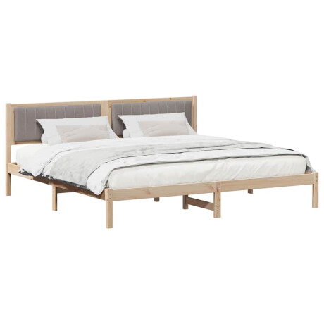 vidaXL Bedframe met hoofdeinde Taupe 200 x 200 cm Massief grenenhout afbeelding3 - 1