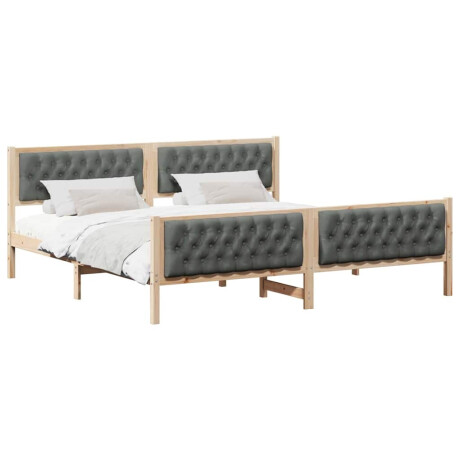 vidaXL Bedframe Donkergrijs 200 x 200 cm Massief grenenhout afbeelding3 - 1