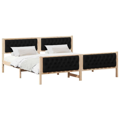 vidaXL Bedframe met hoofdeinde Zwart 200 x 200 cm Massief grenenhout afbeelding3 - 1