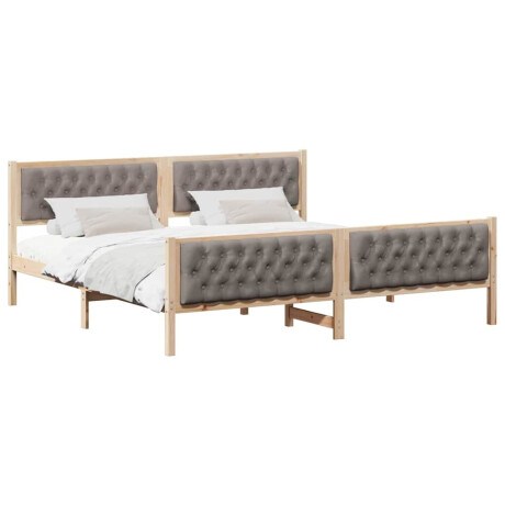 vidaXL Bedframe met hoofdeinde Taupe 200 x 200 cm Massief grenenhout afbeelding3 - 1