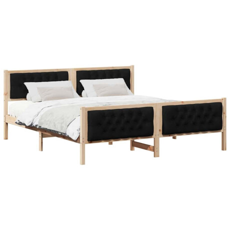 vidaXL Bedframe met hoofdeinde Zwart 160 x 200 cm Massief grenenhout afbeelding3 - 1