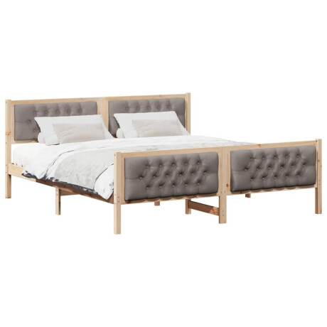 vidaXL Bedframe met hoofdeinde Taupe 160 x 200 cm Massief grenenhout afbeelding3 - 1