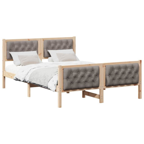 vidaXL Bedframe met hoofdeinde Taupe 140 x 200 cm Massief grenenhout afbeelding3 - 1