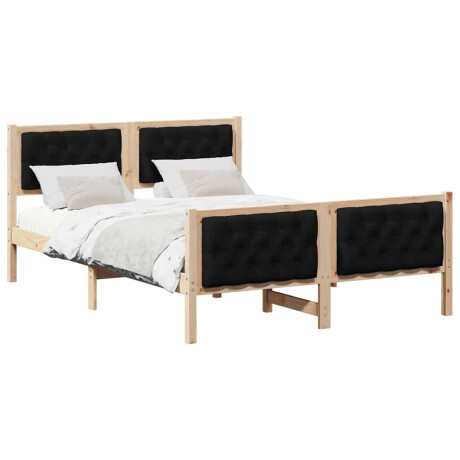vidaXL Bedframe met hoofdeinde Zwart 140 x 190 cm Massief grenenhout afbeelding3 - 1