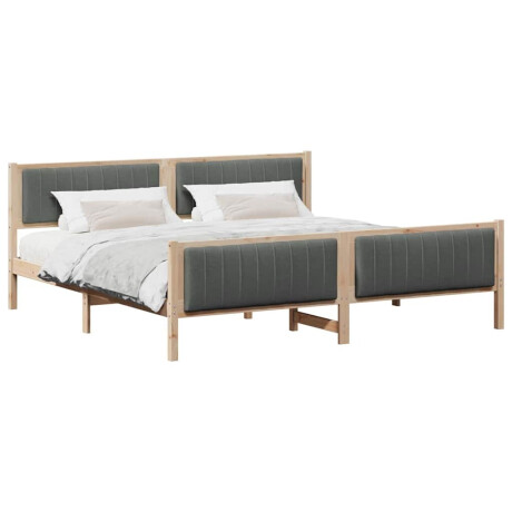 vidaXL Bedframe Bruin en donkergrijs 200 x 200 cm Massief grenenhout afbeelding3 - 1