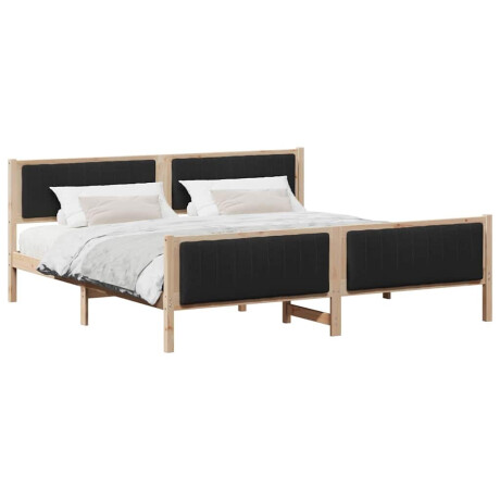 vidaXL Bedframe Bruin en zwart 200 x 200 cm Massief grenenhout afbeelding3 - 1