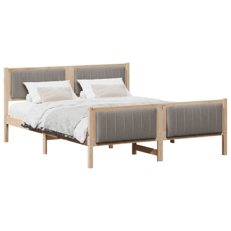vidaXL Bedframe Bruin en taupe 150 x 200 cm Massief grenenhout afbeelding3 - 1