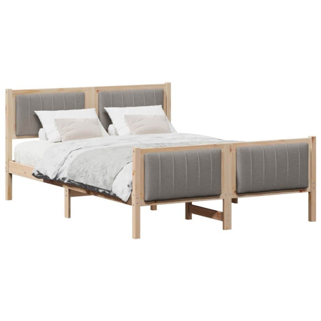 vidaXL Bedframe Bruin en taupe 140 x 200 cm Massief grenenhout afbeelding3 - 1