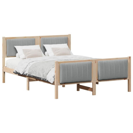 vidaXL Bedframe Bruin en lichtgrijs 140 x 190 cm Massief grenenhout afbeelding3 - 1